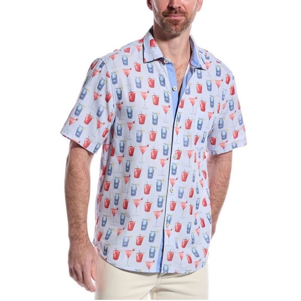 Tommy Bahama The Coconut Point Red, White & Cheers Short Sleeve Button Up Shirt